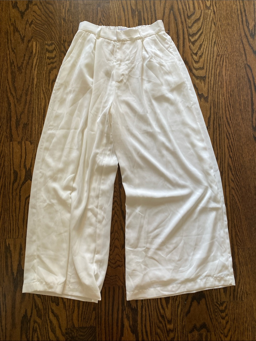 Wide Leg White Women's Pants - Classic High-Waist